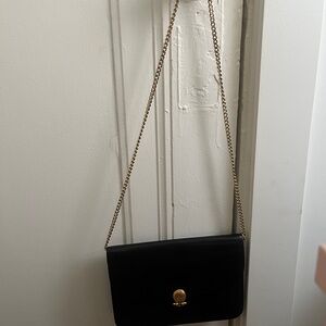 Vintage Dior Black Purse Wallet on Chain with Gold Chain